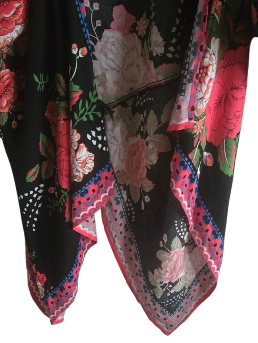 Flying Tomato Kimono Long Open Black Floral Boho Flowy Size S/M - Picture 6 of 8